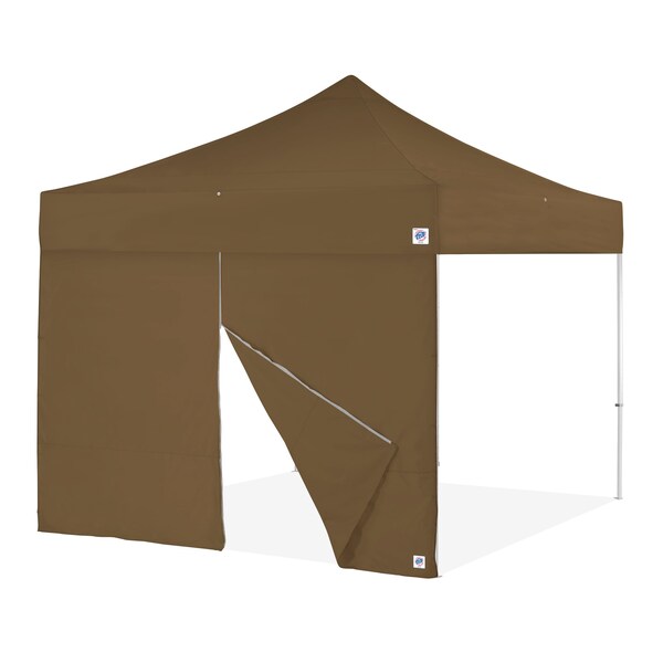 E-Z Up TAA Compliant Food Booth Middle Zipper Sidewall, 13' W x 13' H, Coyote Brown SW3PRFBMTC13CB - main
